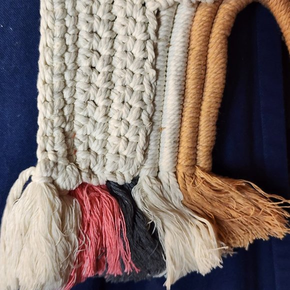 Cloud Island 13"x16" Multi Colored Rainbow Macrame Wall Art in Pink, Gray, Tan - Picture 13 of 13